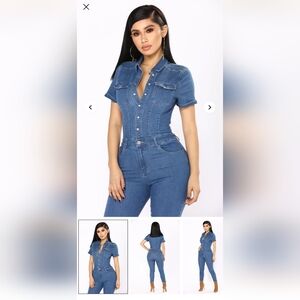 Fashion Nova Auto Shop Denim Jumpsuit - Medium Wash -2X